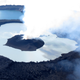 An aerial view of the volcanic cone that has formed in Lake Vui near the summit of Ambae Island, Vanuatu. Photo: AP